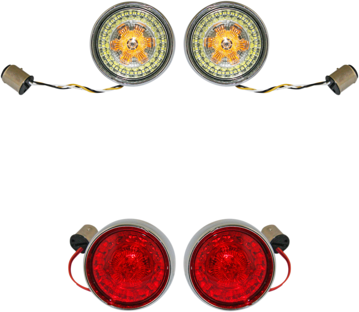 Complete Front & Rear Turn Signal Conversion Kit with Bullet Bezel Lenses