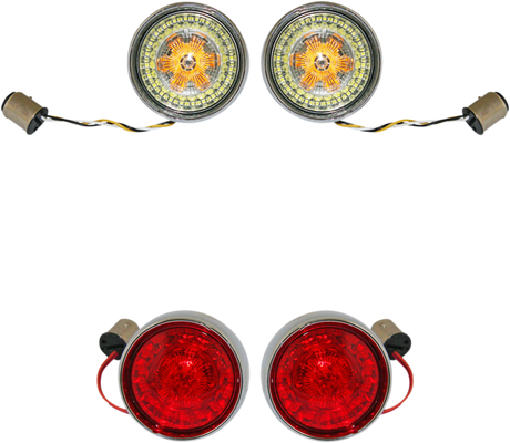 Complete Front & Rear Turn Signal Conversion Kit with Bullet Bezel Lenses