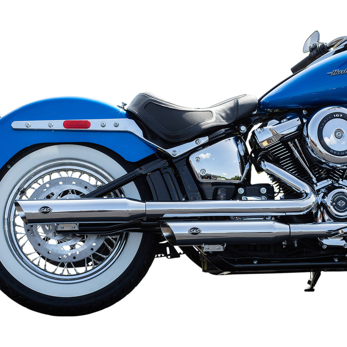 S&S Cycle Slash-Cut Slip-On Mufflers Race Chrome Flhc - 550-0739 For Harley Softail 2018-2022