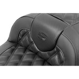 Saddlemen Roadsofa™ Lattice Stitch Seat With Backrest Carbon Fiber - 823-07-206B0 For Harley Touring 2023-2026