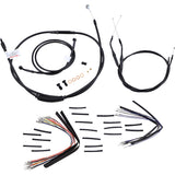 Burly Brand Complete Black Vinyl Handlebar Cable Line Kit For Ape Hangers 16" - B30-1035 For Harley Dyna 1996-2005