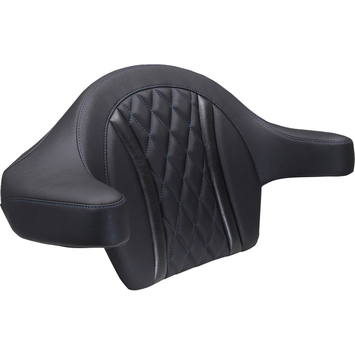Mustang Extended Arm Wrap-Around Backrest Diamond Sky Blue Stitch - 88430SB For Harley Touring 2023-2026
