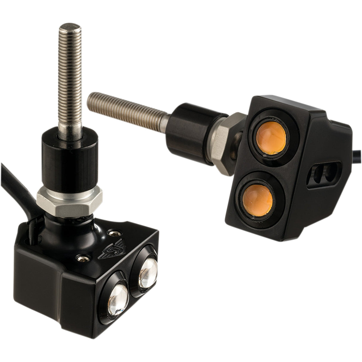 JOKER MACHINE 2020-1447 05-216B Rat Eye LED Mirror Mount Turn Signals — Dual - Rat Eye Mirror-Mount Turn Signals - Dual - Black