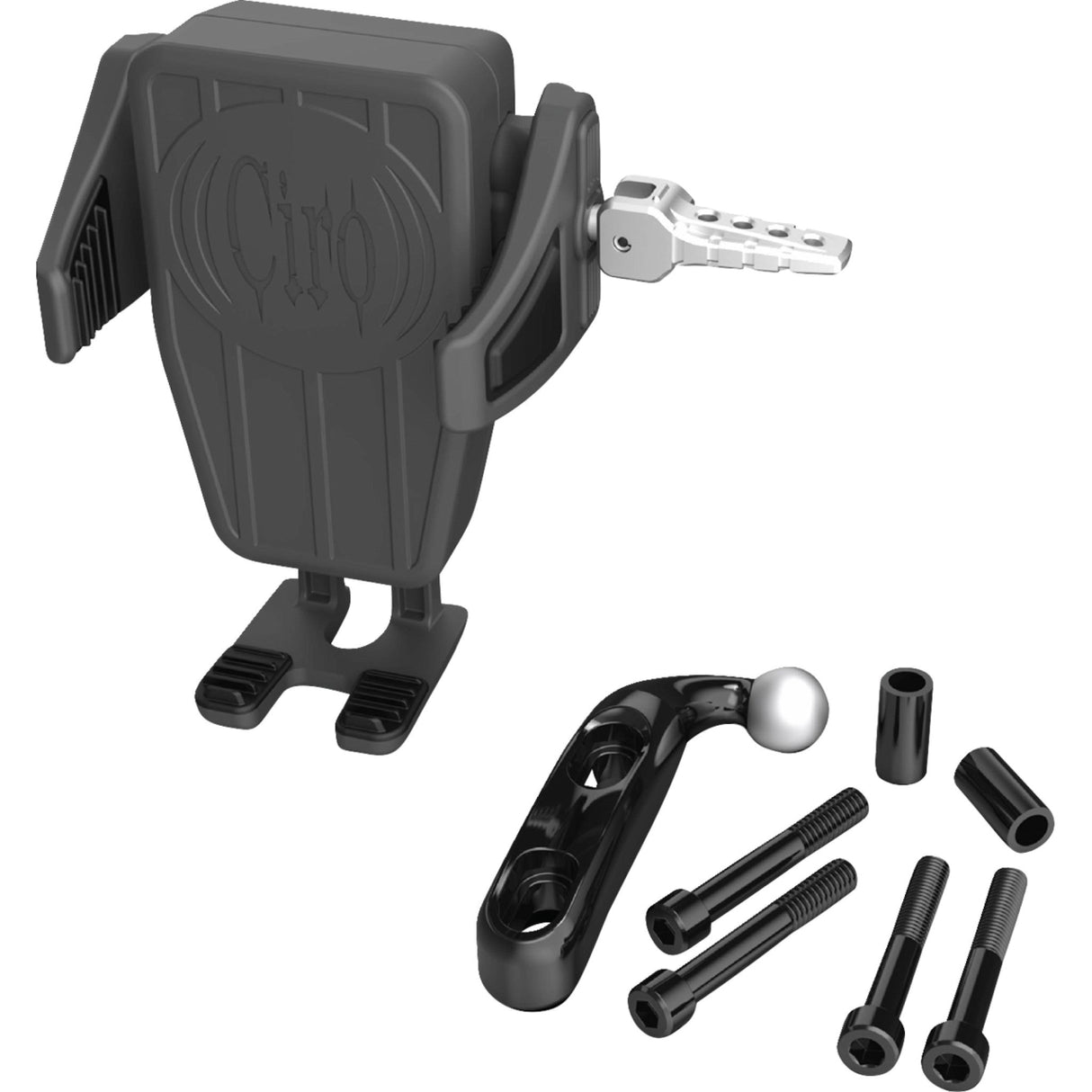 Ciro Gen 2 Cybercharger® Phone Holder Black Chrome Offset Perch Mount - 55310 For Harley Motorcycles 1994-2026 | Indian 2009-2025