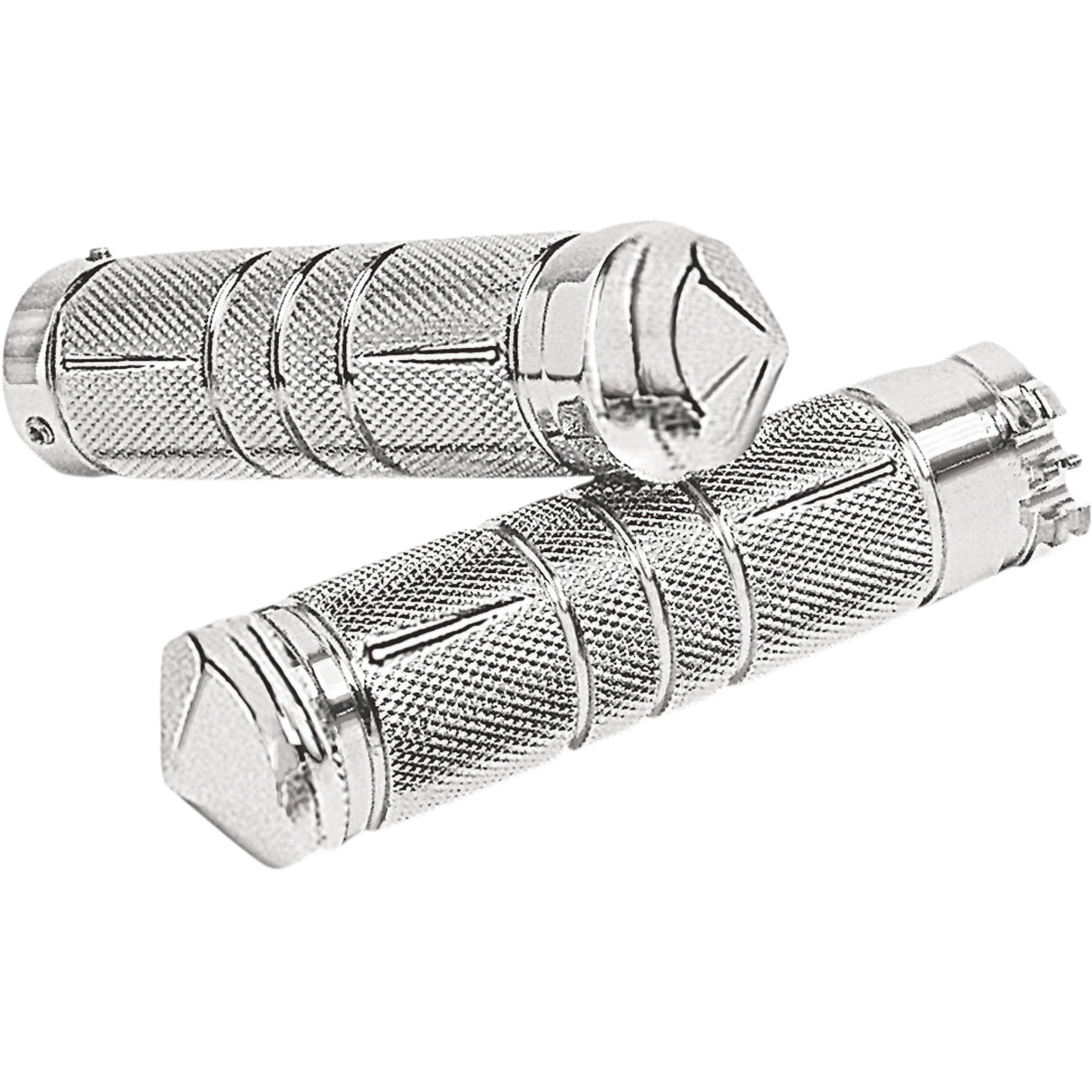 Accutronix Knurled Diamond Custom Grips Chrome - GR100-SKIC For Harley Motorcycles 1980-2021