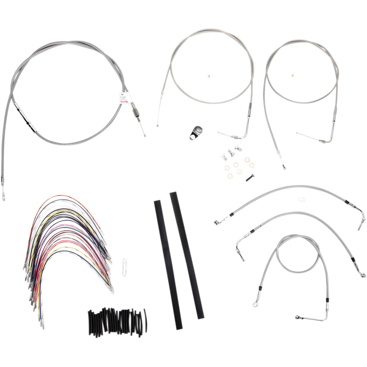 Burly Brand Complete Stainless Braided Handlebar Cable Brake Line Kit 16" Ape Hangers - B30-1080 For Harley Touring 2000-2006