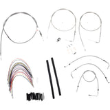 Burly Brand Complete Stainless Braided Handlebar Cable Brake Line Kit 16" Ape Hangers - B30-1080 For Harley Touring 2000-2006