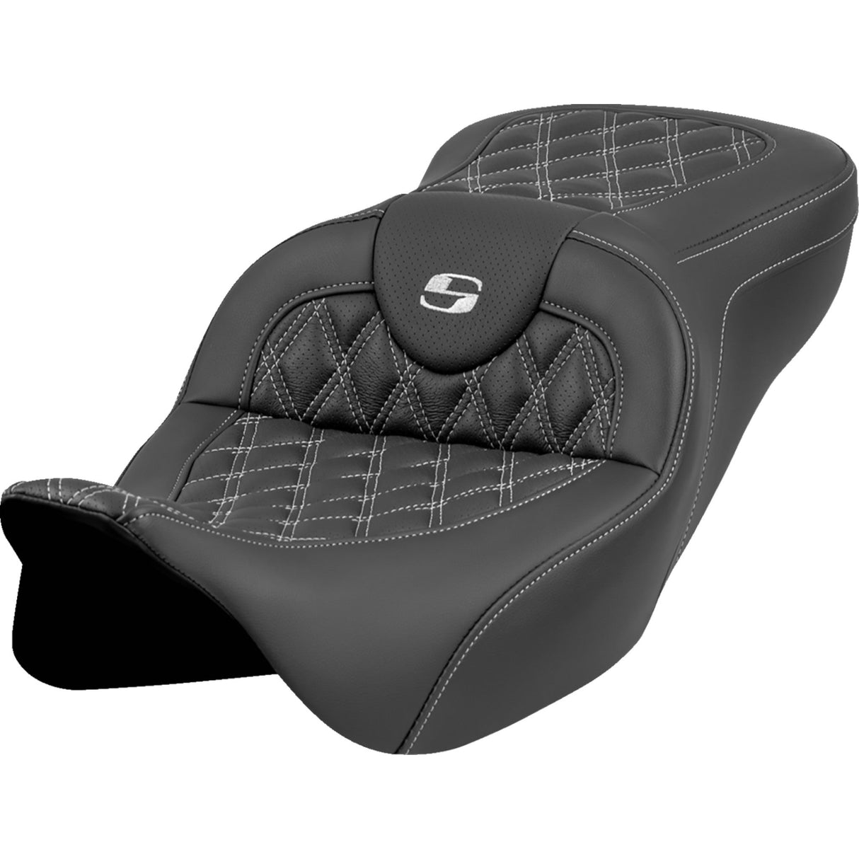 Saddlemen Roadsofa™ Seat Lattice Stitch Silver Stitch Without Backrest - 808-07B-18205 For Harley Touring 2008-2025