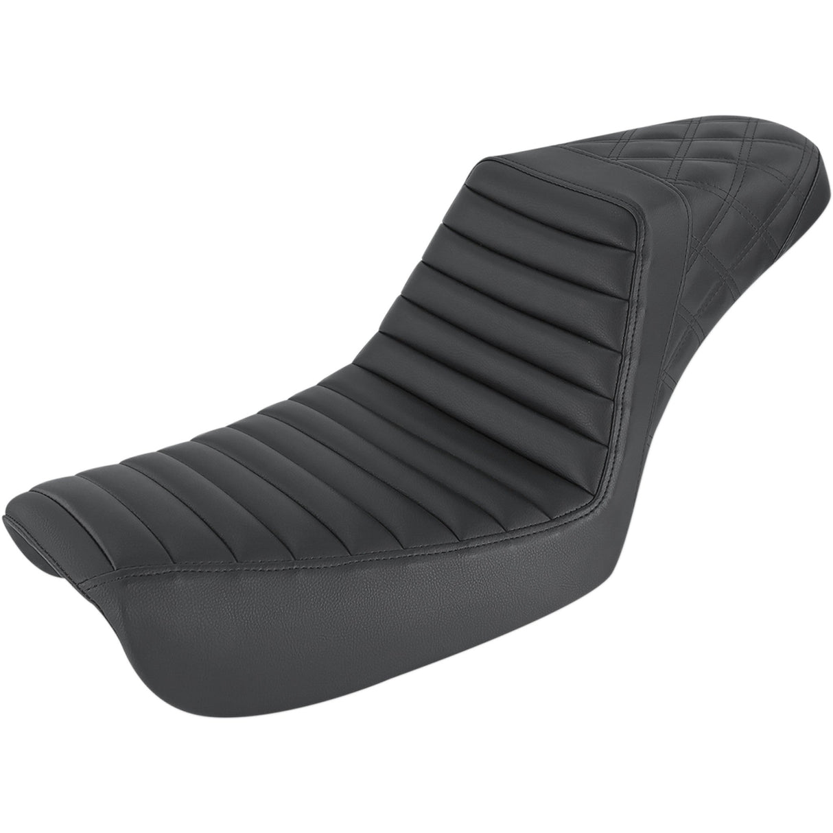 Saddlemen Step-Up Seat — Rear Lattice Stitch Front Tuck-N-Roll Black - 804-04-176 For Harley Dyna 2004-2005