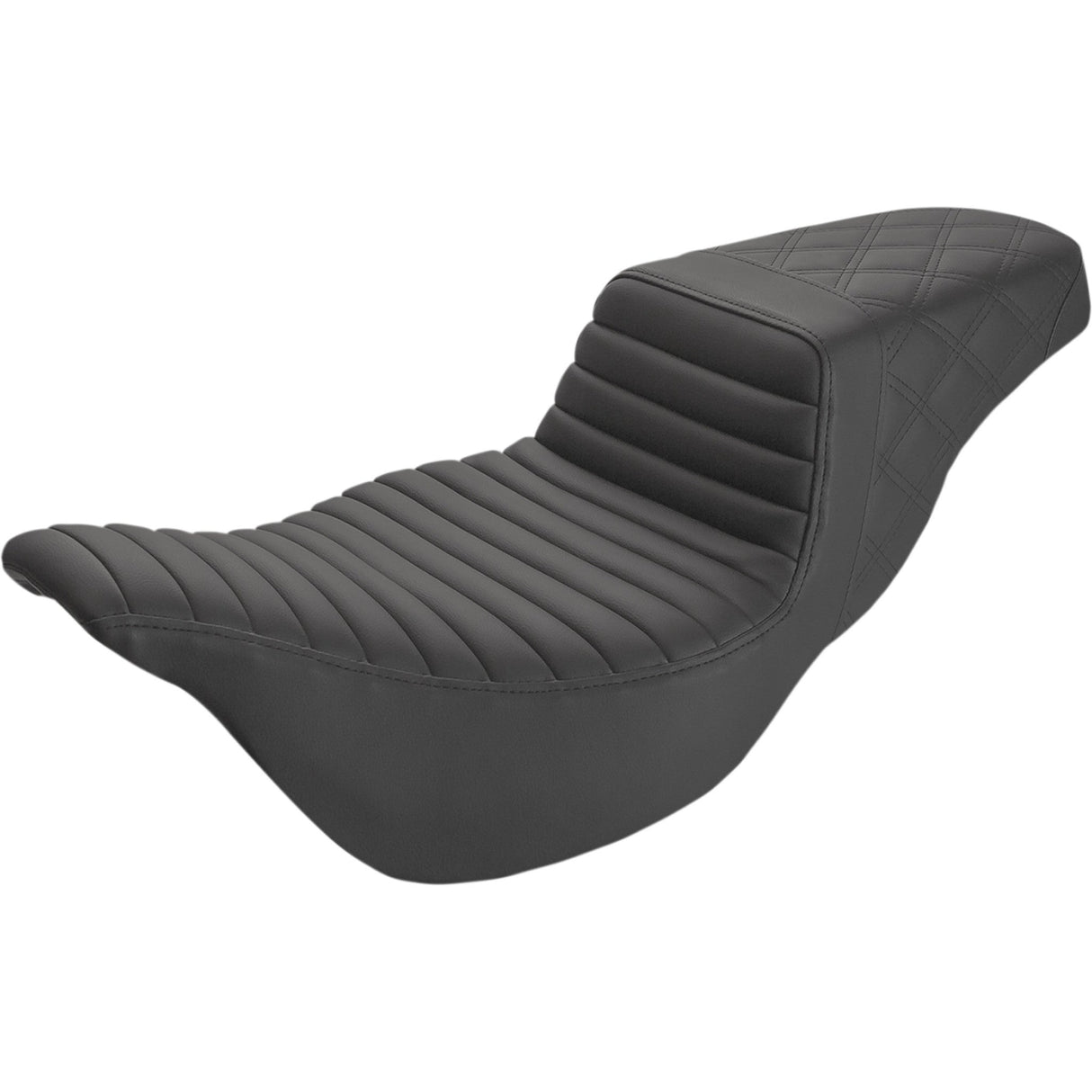 Saddlemen Extended Reach Step-Up Seats Front Tuck-N-Roll Rear Lattice Stitch Black - 808-07B-176E For Harley Touring 2008-2025