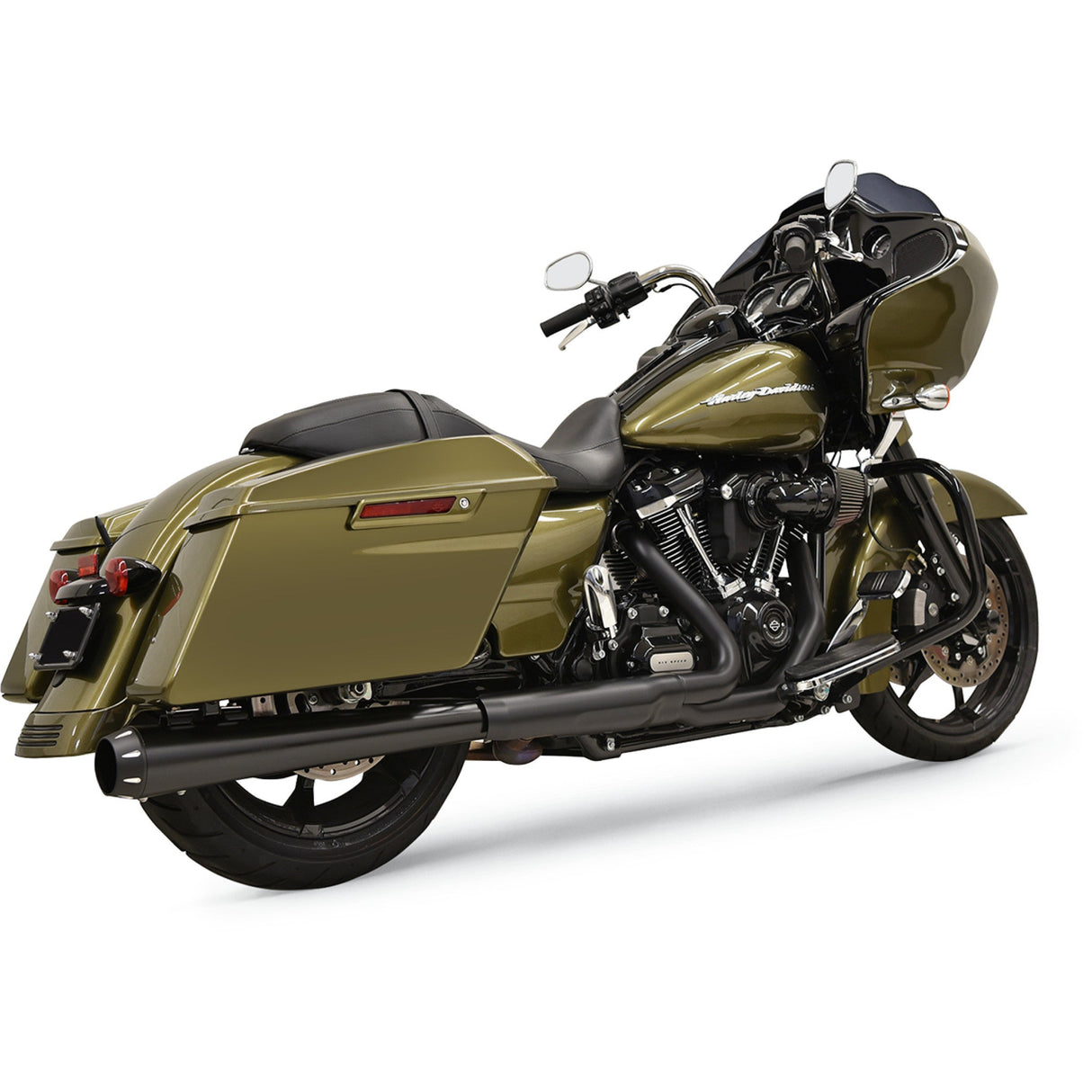 Bassani Xhaust 2-Into-1 Crossover Eliminator With 4"DNT® Slip-On Muffler Black Megaphone - 1F17RB For Harley Touring 2017-2026