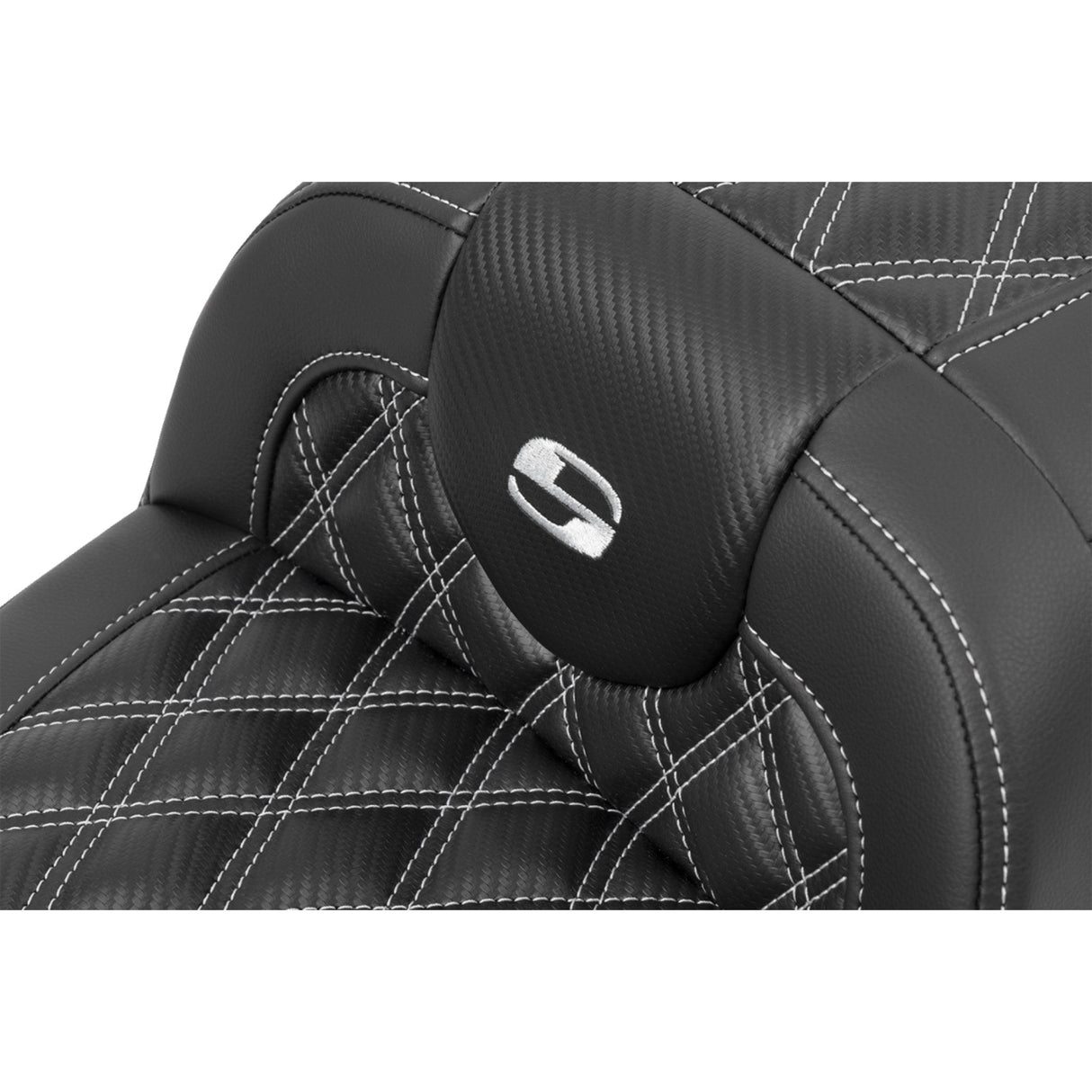 Saddlemen Roadsofa™ Carbon Fiber Seat Without Backrest Lattice Stitch Silver Stitch FL FX - 823-07-20605 For Harley Touring 2023-2026