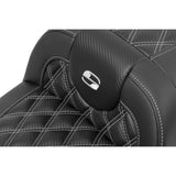 Saddlemen Roadsofa™ Carbon Fiber Seat Without Backrest Lattice Stitch Silver Stitch FL FX - 823-07-20605 For Harley Touring 2023-2026