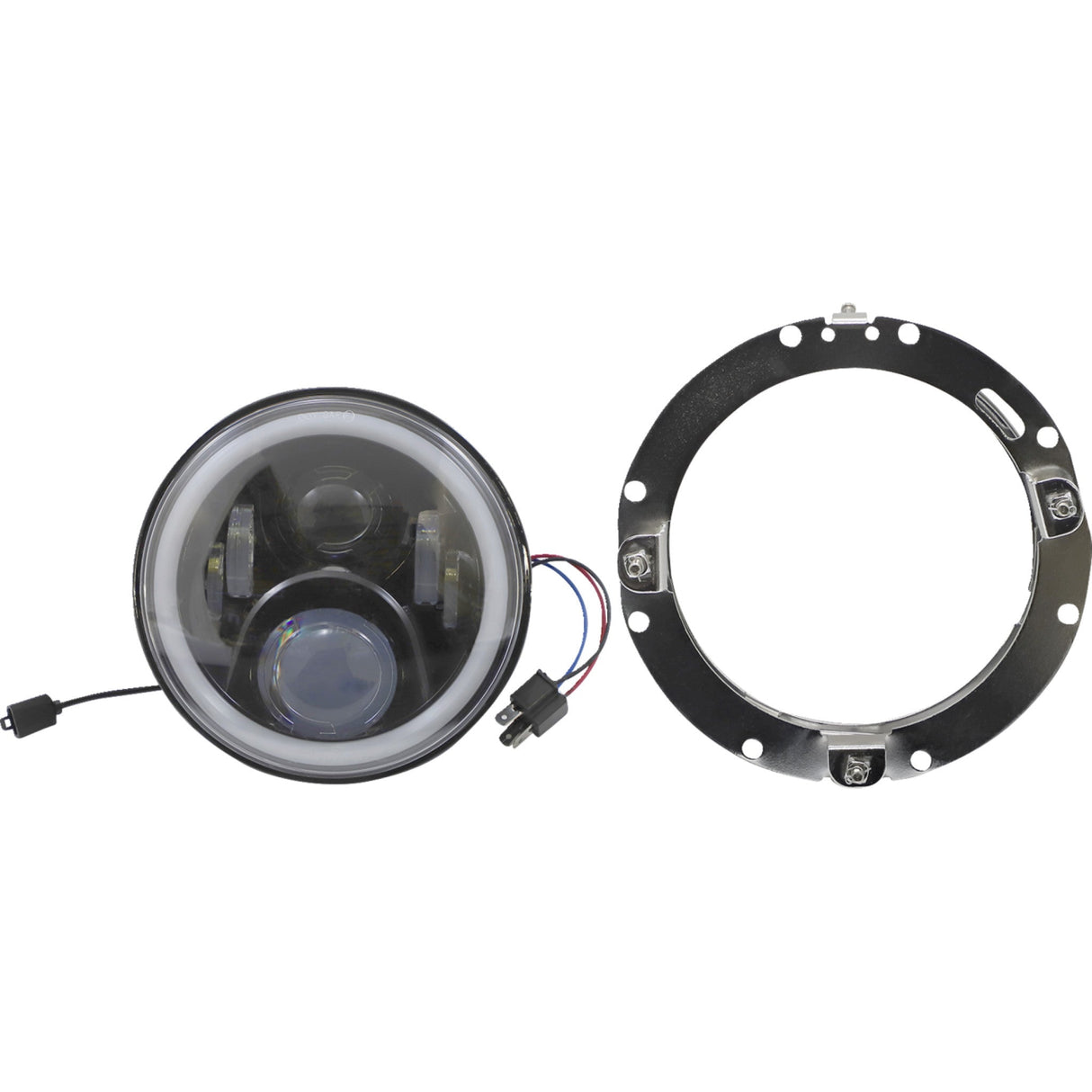 Custom Dynamics ProGLOW™ LED Headlamp With Color Changing Halo With Mounting Ring Black - PG-7-13-B For Harley Motorcycles 1994-2017