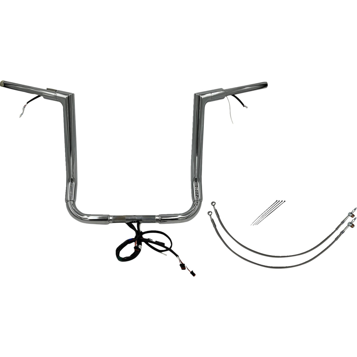 FAT Baggers INC. EZ Install Wired 1-1/2" Flat Top Handlebar Kit 16" Chrome - 602216 For Harley Touring 2016-2020