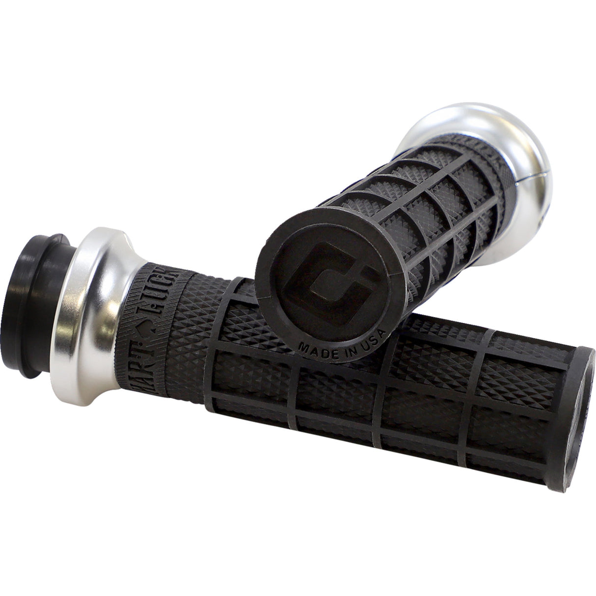 ODI Hart-Luck Signature V-Twin Lock-On™ Grips TBW Black Silver - V31HTW-BB-S For Harley Motorcycles 2008-2024