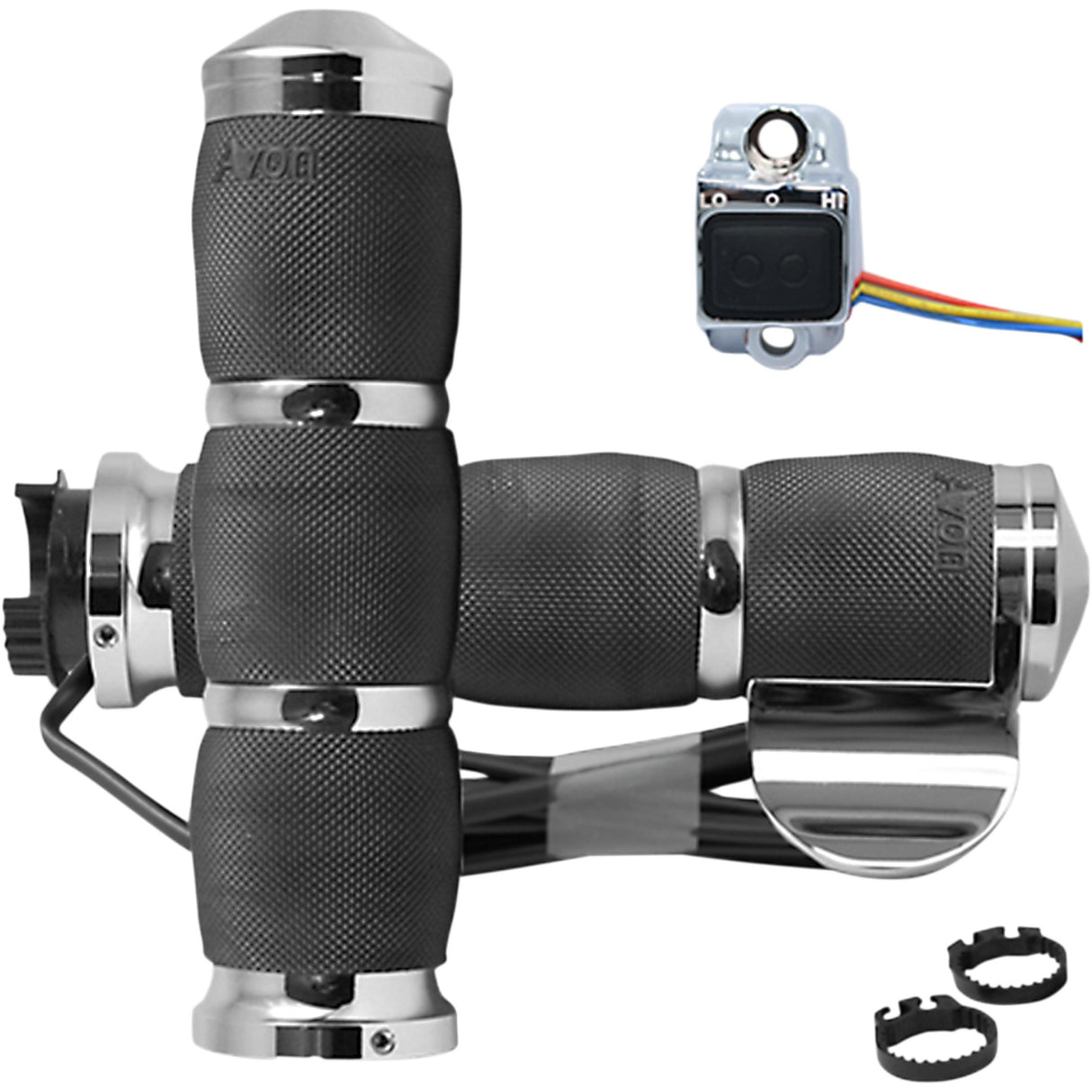 AVON GRIPS 0631-0204 MT-AIR-90-C-B-H Heated Grips Grips - Heated - Air Cushion - Throttle Boss - Metric - Chrome