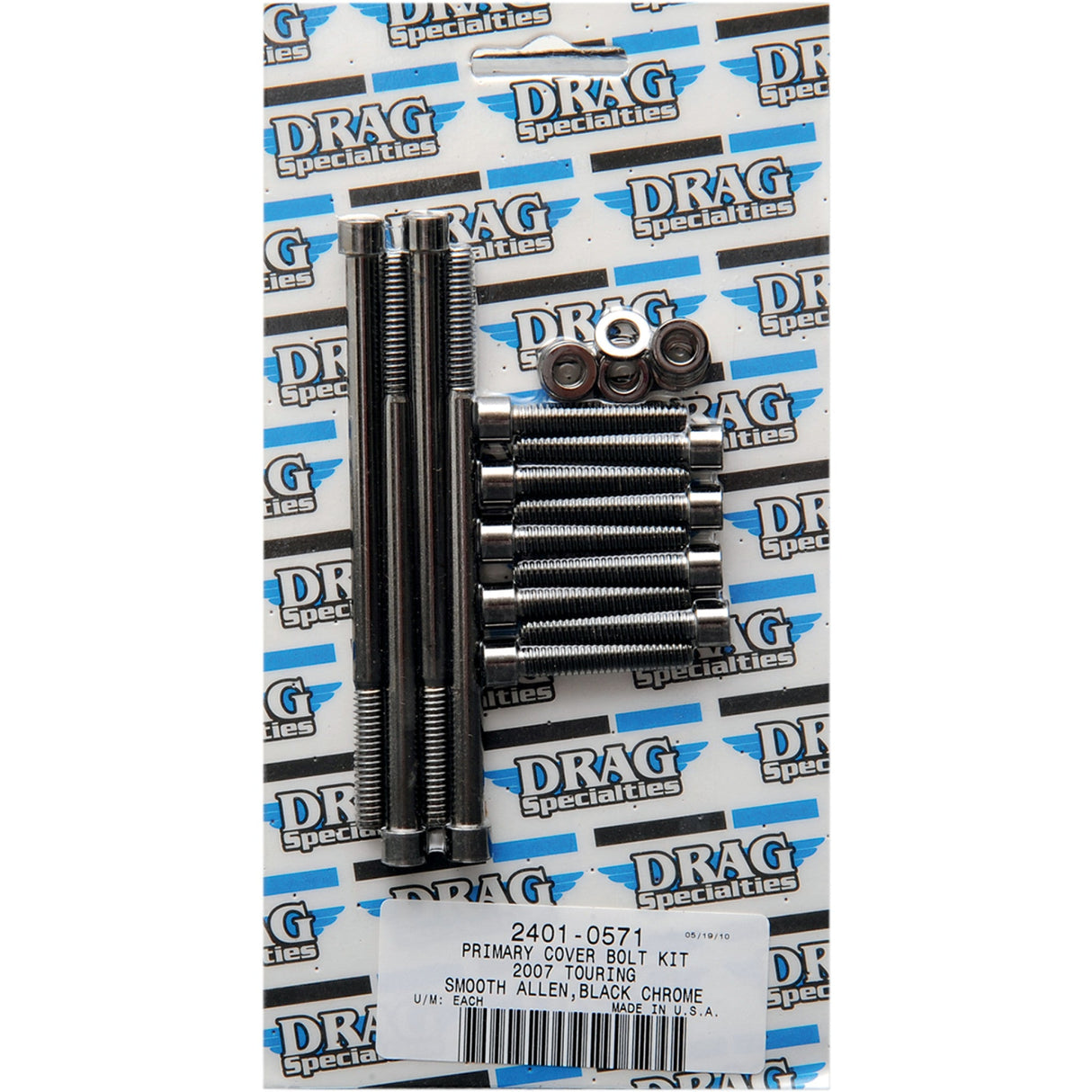 DRAG SPECIALTIES 2401-0571 Primary Cover Bolt Kit Bolt Kit - Primary Cover - Smooth - Black/Chrome - '07-'16 Touring