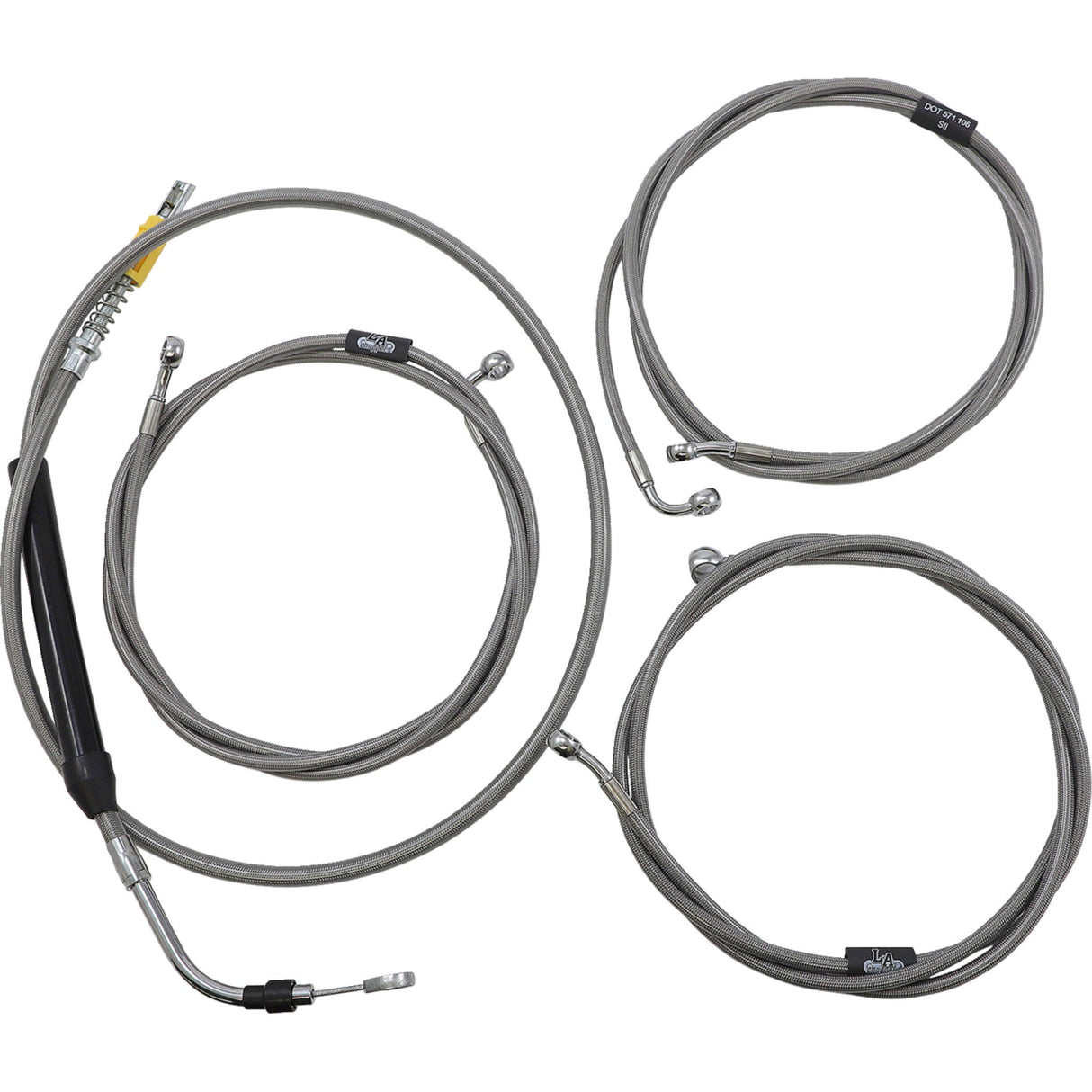 LA Choppers Standard Stainless Braided Handlebar Cable Brake Line Kit 15"-17" Ape Hangers - LA-8056KT-16 For Harley Touring 2021-2022