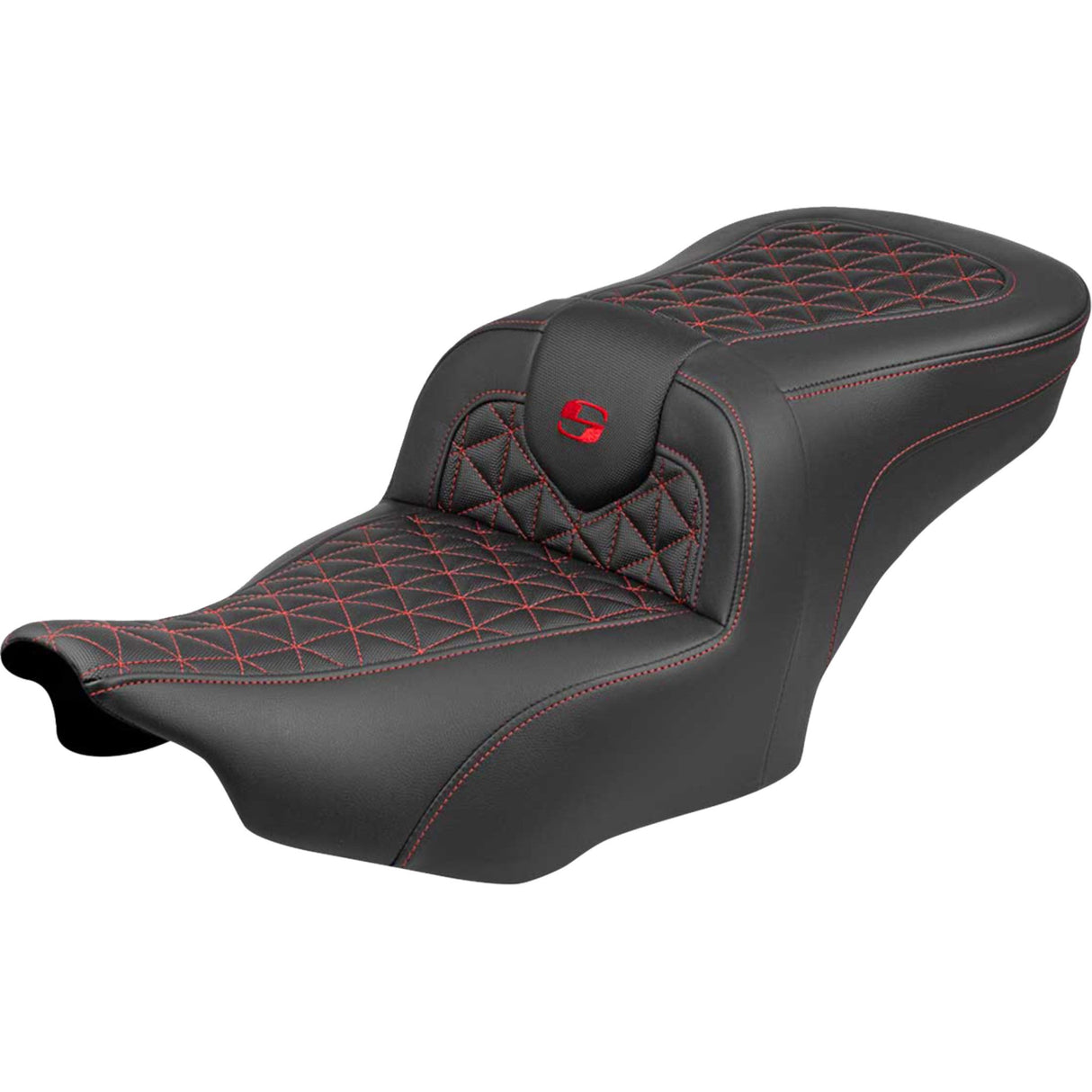 Saddlemen Roadsofa™ Standard Reach Seat Without Backrest Red Stitch - 823-07-21004 For Harley Touring 2023-2026