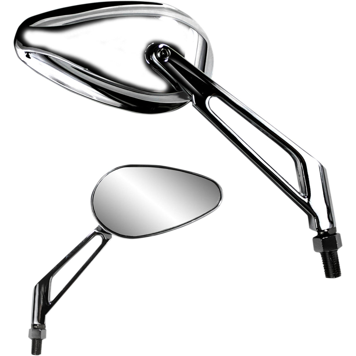 Parts Unlimited X-Treme Mini Teardrop Mirror Side View Teardrop Billet Short Chrome Each