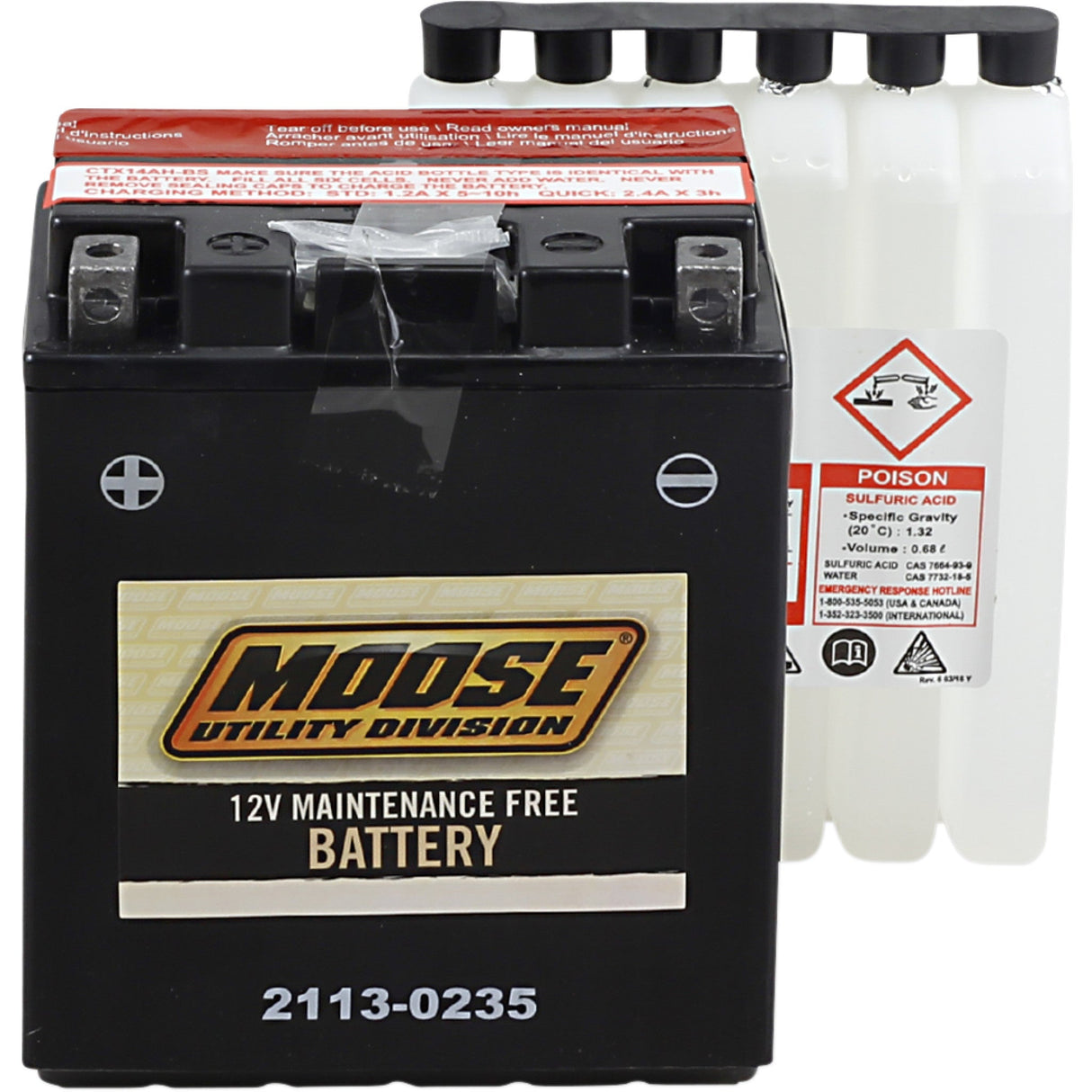 Moose Offroad YTX Battery - MTX14AH-BS For Arctic Cat ATVs 2004-2013 | Indian Scout 2015-2020 | Honda 200 1984-1985 | Ducati Scrambler 250 1985-1986