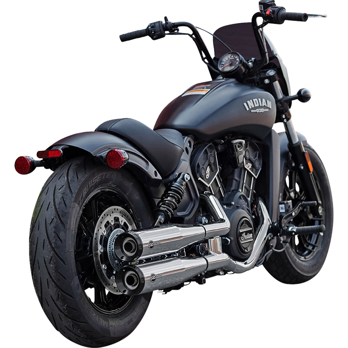 S&S Cycle Grand National Slip-On Mufflers Chrome 50-State - 4110-156 For Indian Scout 2015-2023