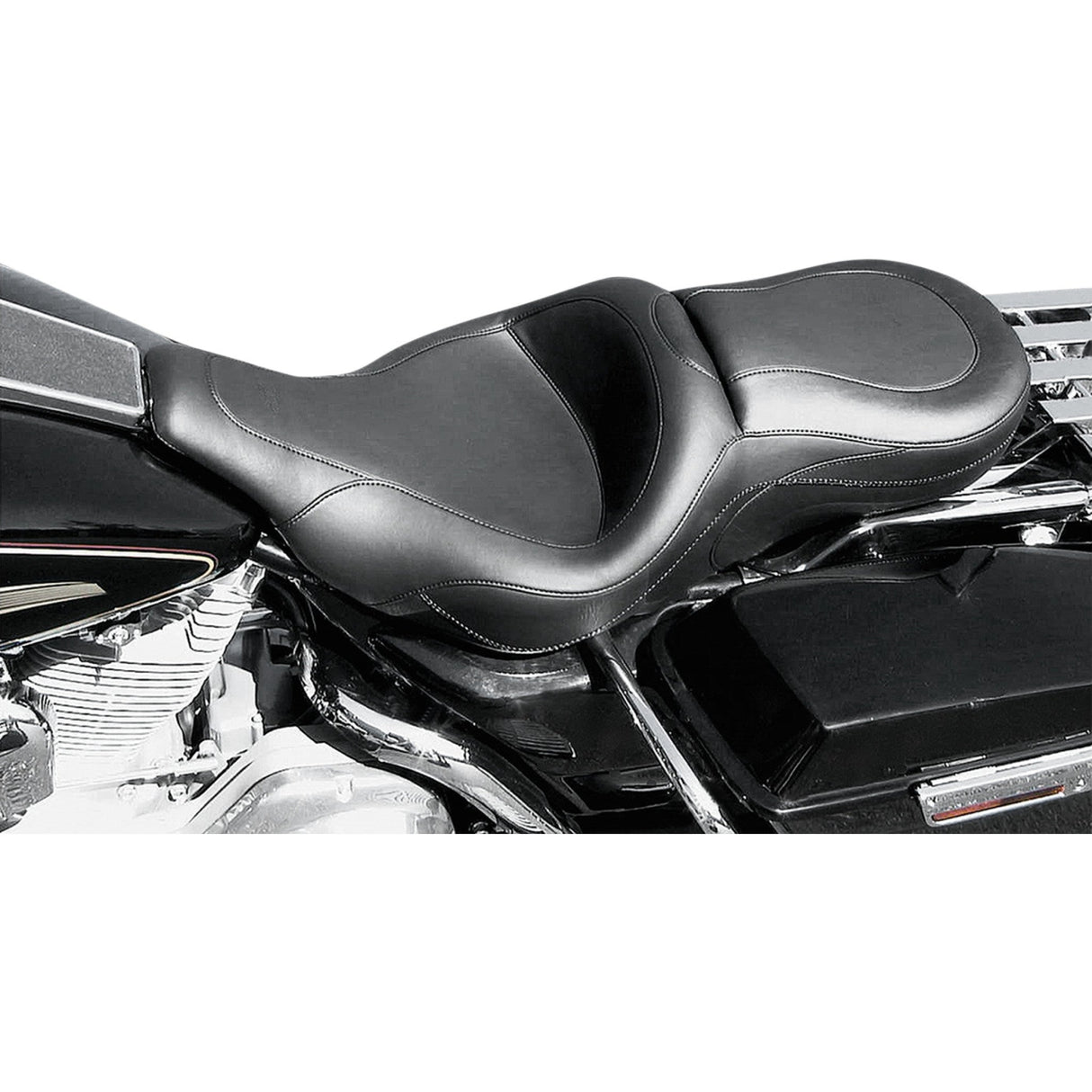 Mustang One-Piece Sport 2-Up Touring Seat Plain - 75454 For Harley Touring 1997-2007