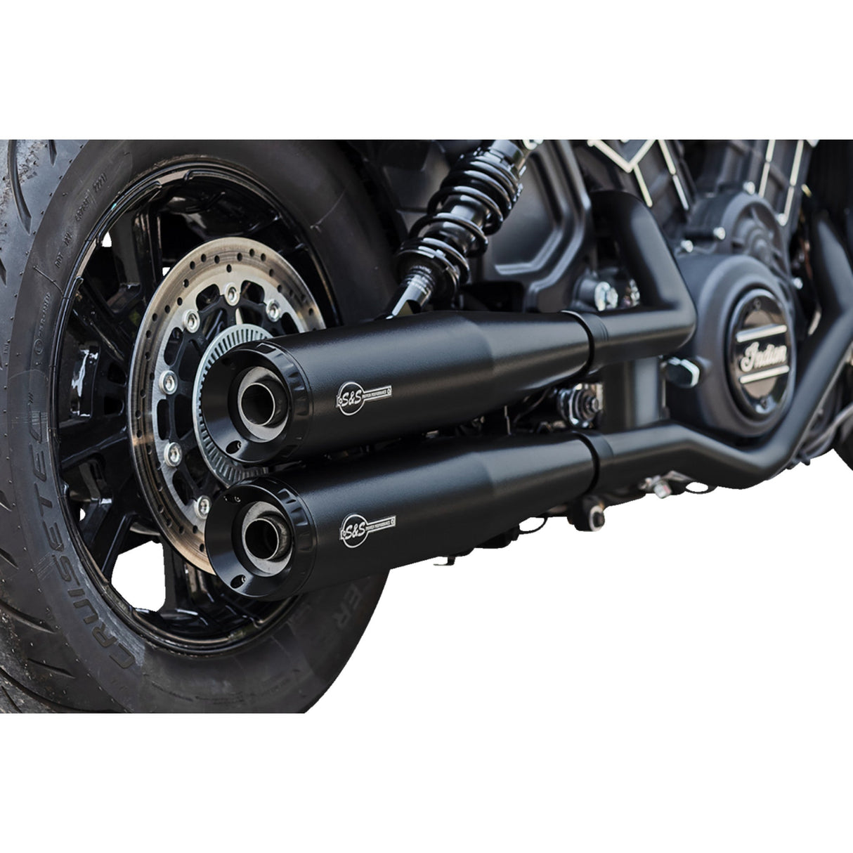S&S Cycle Grand National Slip-On Mufflers Black 50-State - 4110-266 For Indian Scout 2015-2023