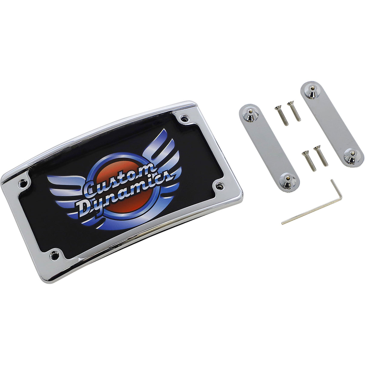 Custom Dynamics Radius LED License Plate Frame For CVO™ LED Chrome - LPF-RAD-CVO-C For Harley Touring 2014-2022