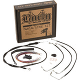 Burly Brand Complete Black Vinyl Handlebar Cable Line Kit For Ape Hangers 15" - B30-1237 For Harley Touring 2017-2020