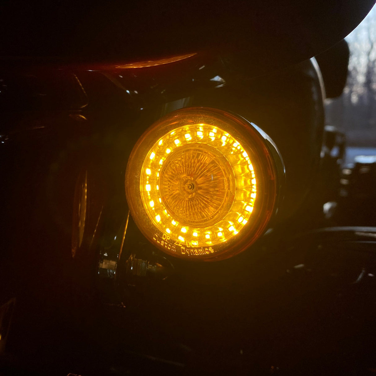 Custom Dynamics ProBEAM® Front Halo Turn Signals Amber Lens - PB-AA-57-A For Harley Motorcycles 2000-2025