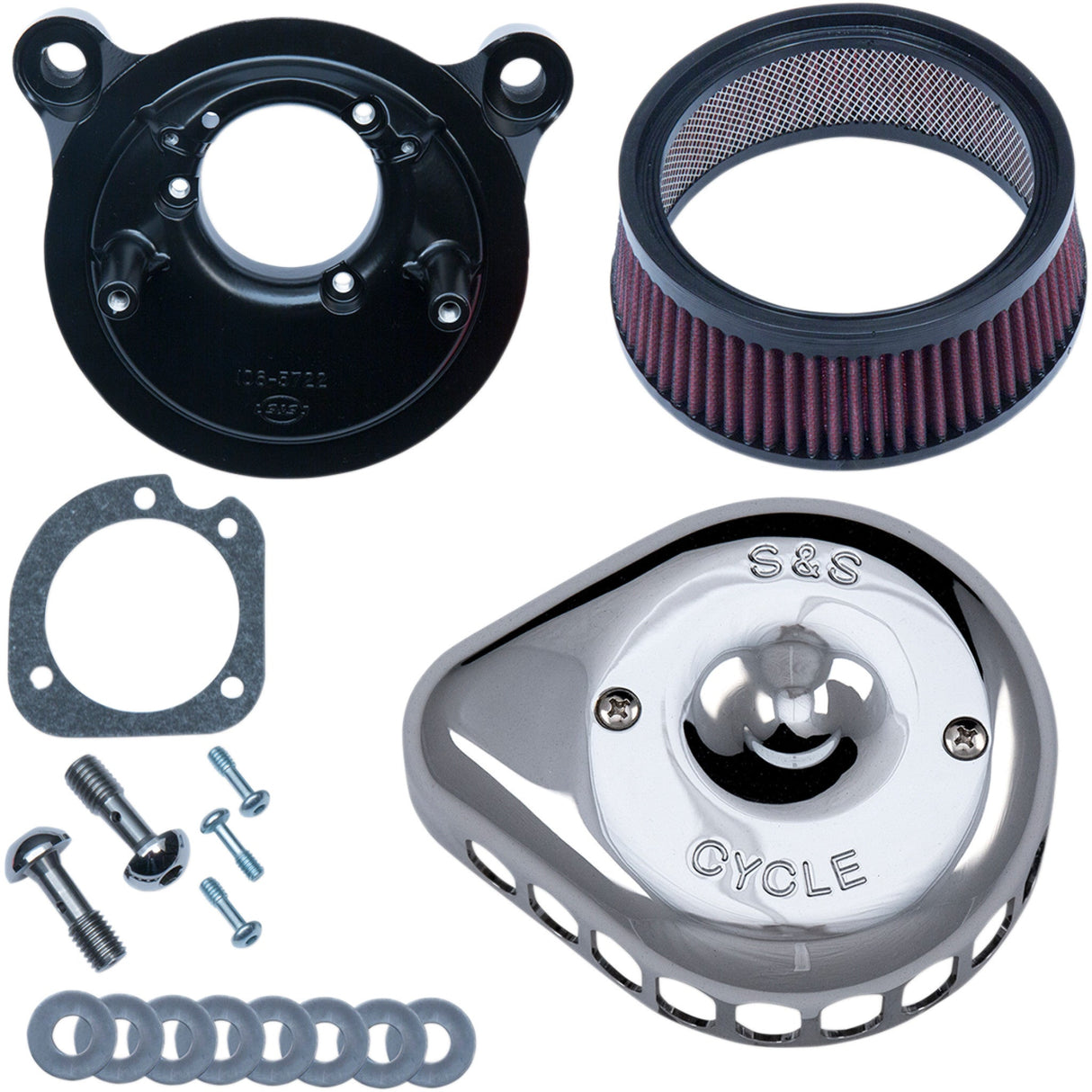 S&S Cycle Mini Teardrop Stealth Air Cleaner Kit Chrome - 170-0441 For Harley Motorcycles 2001-2017