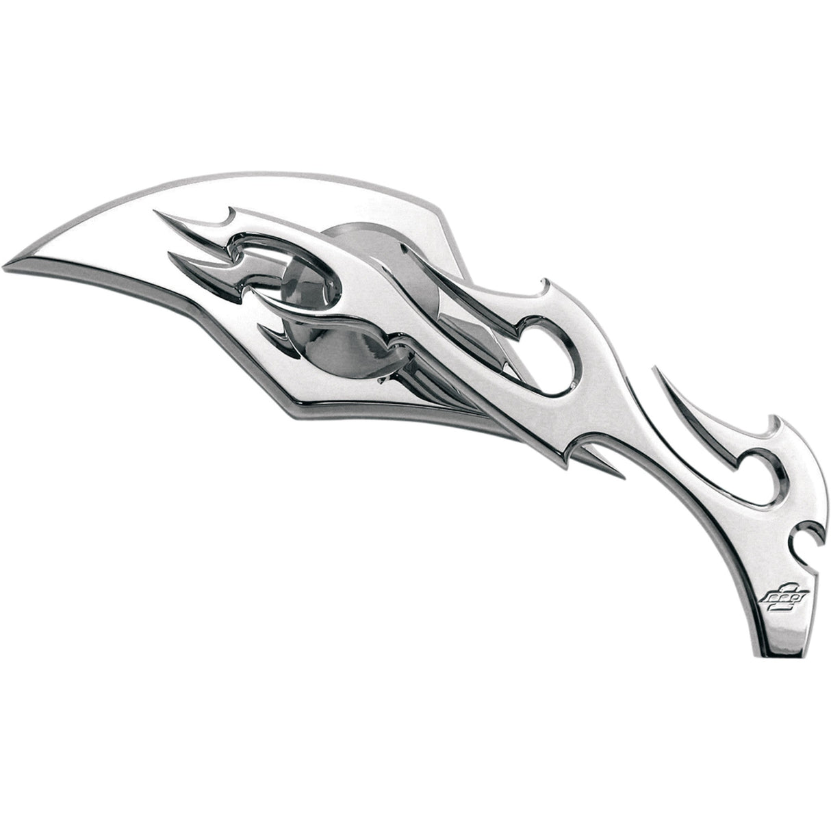 PRO-ONE PERF.MFG. 0640-0258 104230 Billet Aluminum Mirror Mirror - Flame - Side View - Milled - Oblong - Chrome - Right