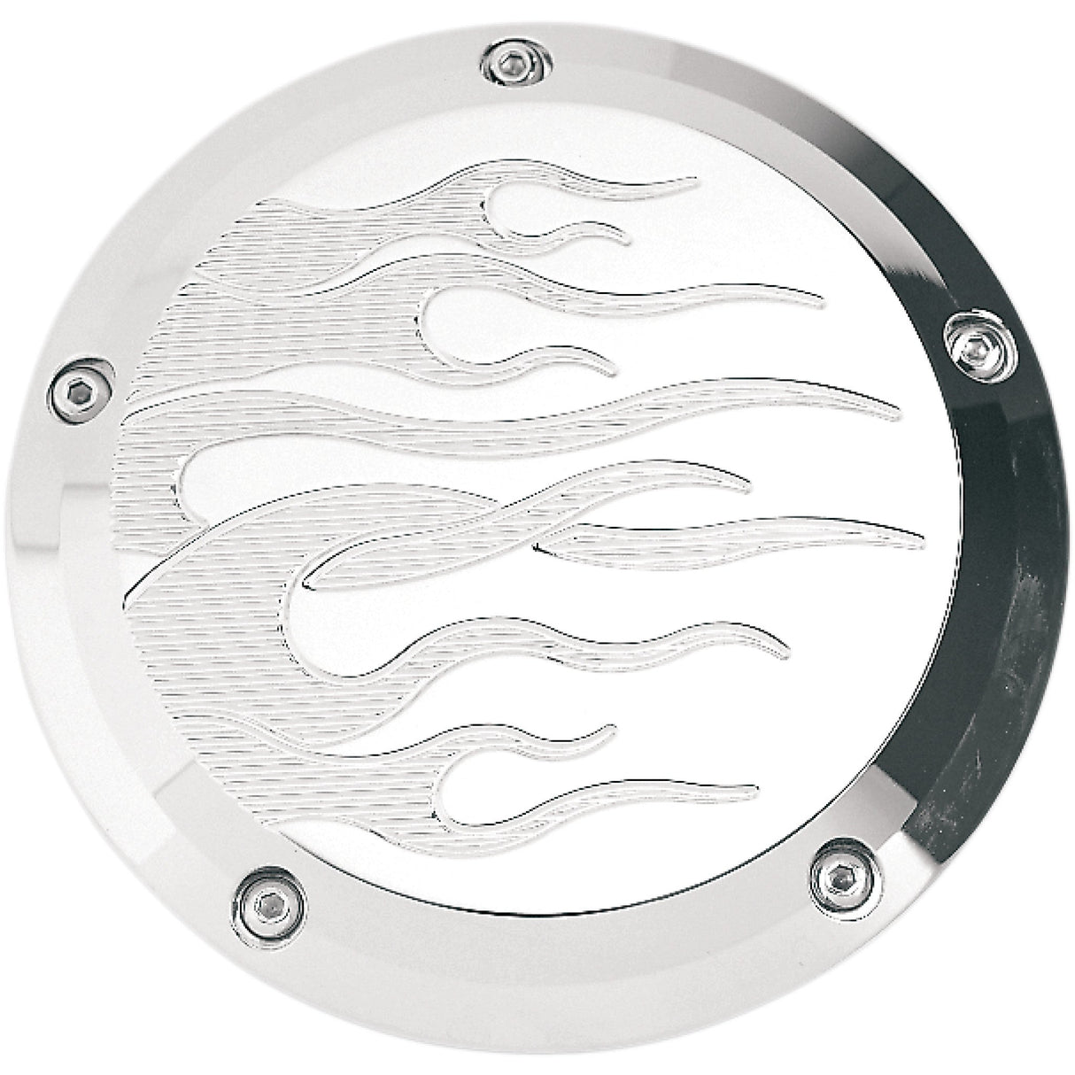 JOKER MACHINE DS-375057 06-99F Chrome Billet Derby Cover - Flame