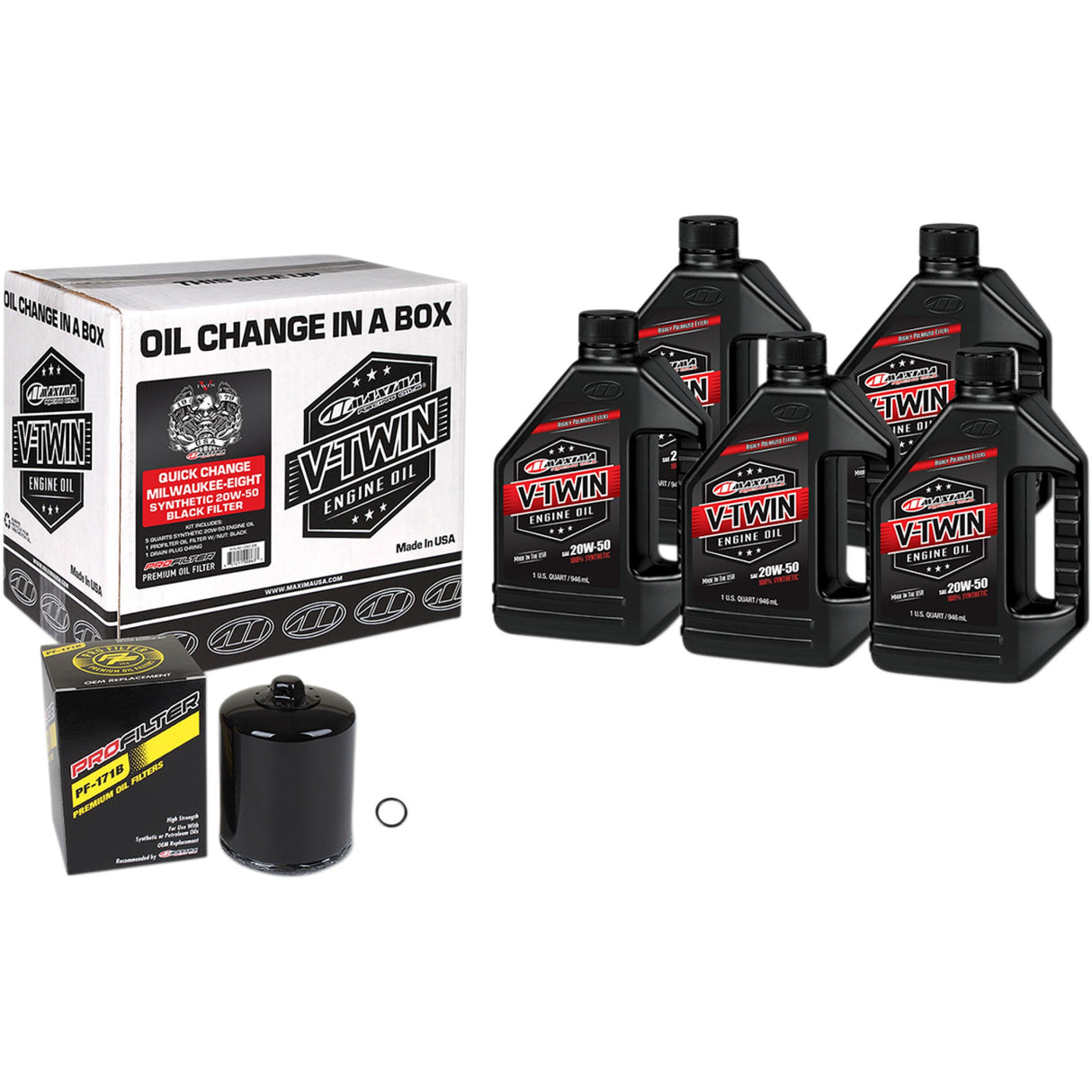 MAXIMA RACING OIL 3601-0722 90-129015PB Quick Change Milwaukee-Eight Synthetic 20W-50 Oil Change Kit Quick Change M8 Synthetic 20W-50 Oil Change Kit - Black Filter
