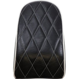 LePera Bare Bones Series Pillion Pad — Diamond Stitch White Piping Diamond Black With White Stitch Flfb S - LYO-007PDMWTP For Harley Softail 2018-2023