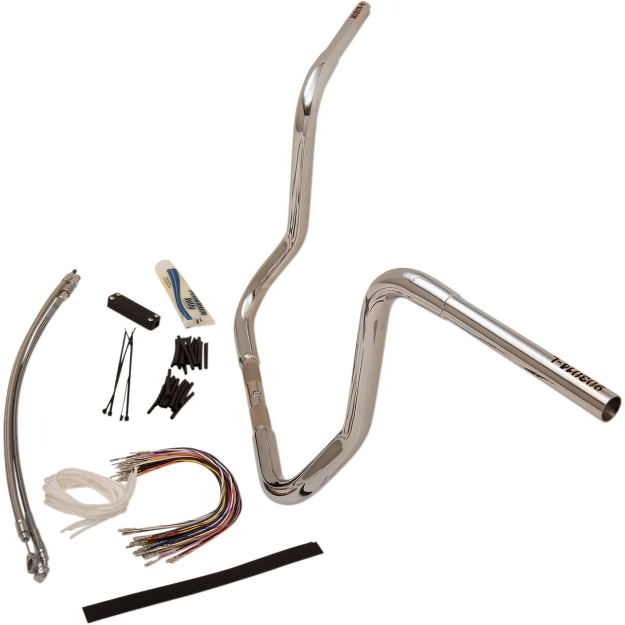 FAT Baggers INC. 1-1/4" EZ Install Round Top Handlebar Kit 14" Chrome - 909414 For Harley Touring 2008-2013