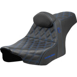Saddlemen Pro Series SDC Performance Grip Seat Blue Stitching With Backrest - SC82307DB1 For Harley Touring 2023-2026