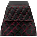 Saddlemen Lattice Stitch Step-Up Seat Front Red Stitch - 808-07B-17204 For Harley Touring 2008-2024