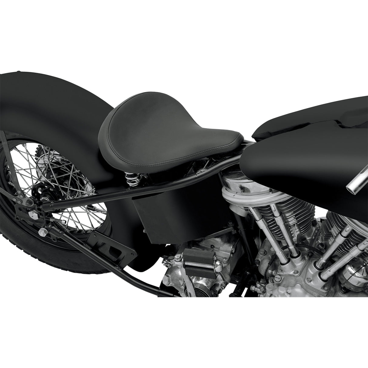 DRAG SPECIALTIES SEATS 0806-0052 Large Spring Solo Seat Seat - Spring Solo - Large - Black Solar-Reflective Leather - Smooth