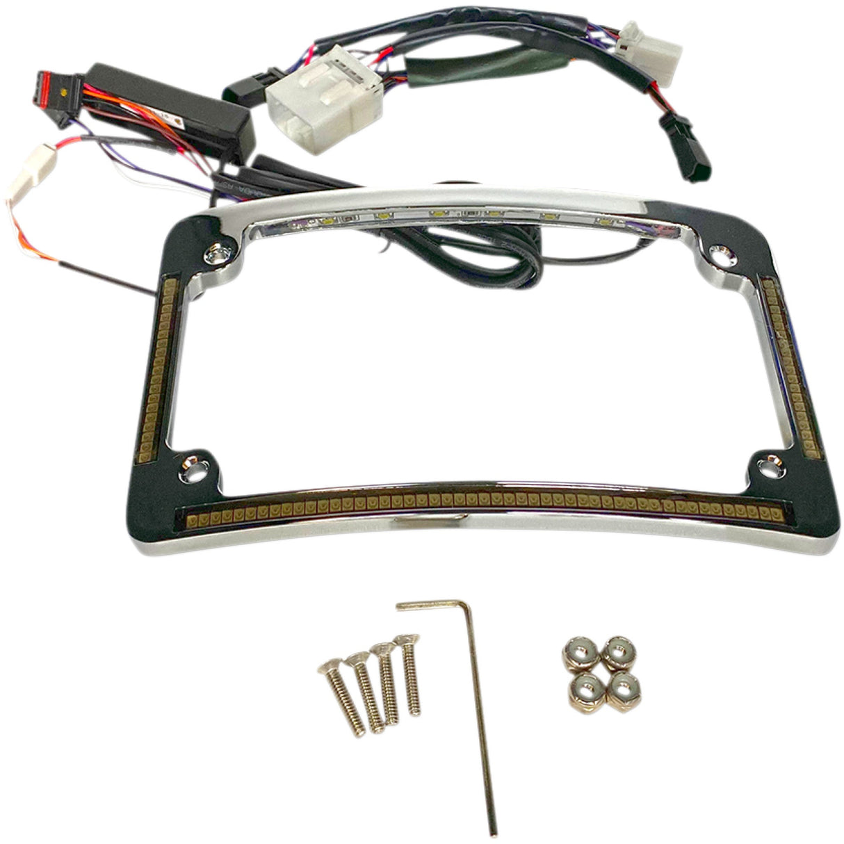 Custom Dynamics LED Radius License Plate Frame Chrome - TF05-HD-C For Harley Motorcycles 1993-2017