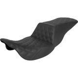 Saddlemen Tour Step-Up Seat Full Lattice Stitch Black - 808-07B-195 For Harley Touring 2008-2025
