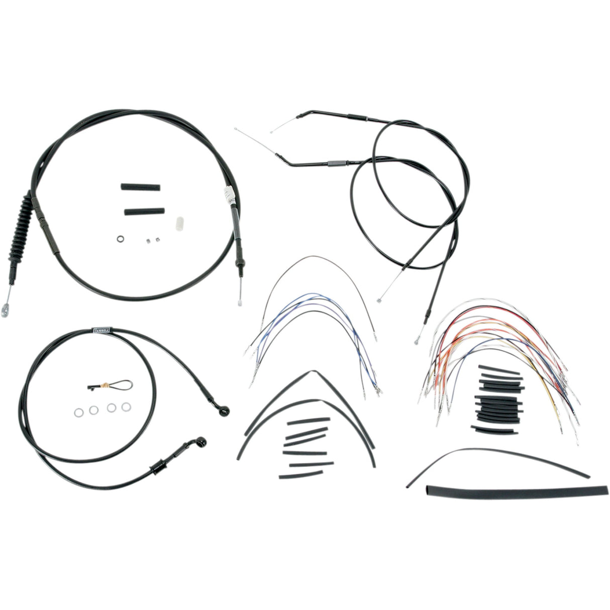 BURLY BRAND 0610-0272 B30-1005 Complete Black Vinyl Handlebar Cable/Line Kit for Ape Hanger Handlebars - 16"