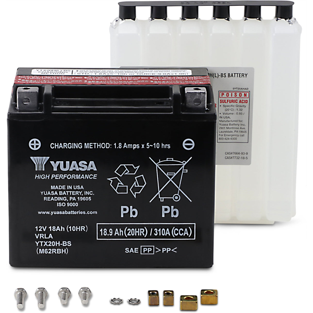 Yuasa YTX Battery - YUAM62RBH For Harley 1973-1996 | Yamaha Snowmobiles 2014-2023 | Ducati 906 Paso / Paso 906 / Paso 907 1989-1992