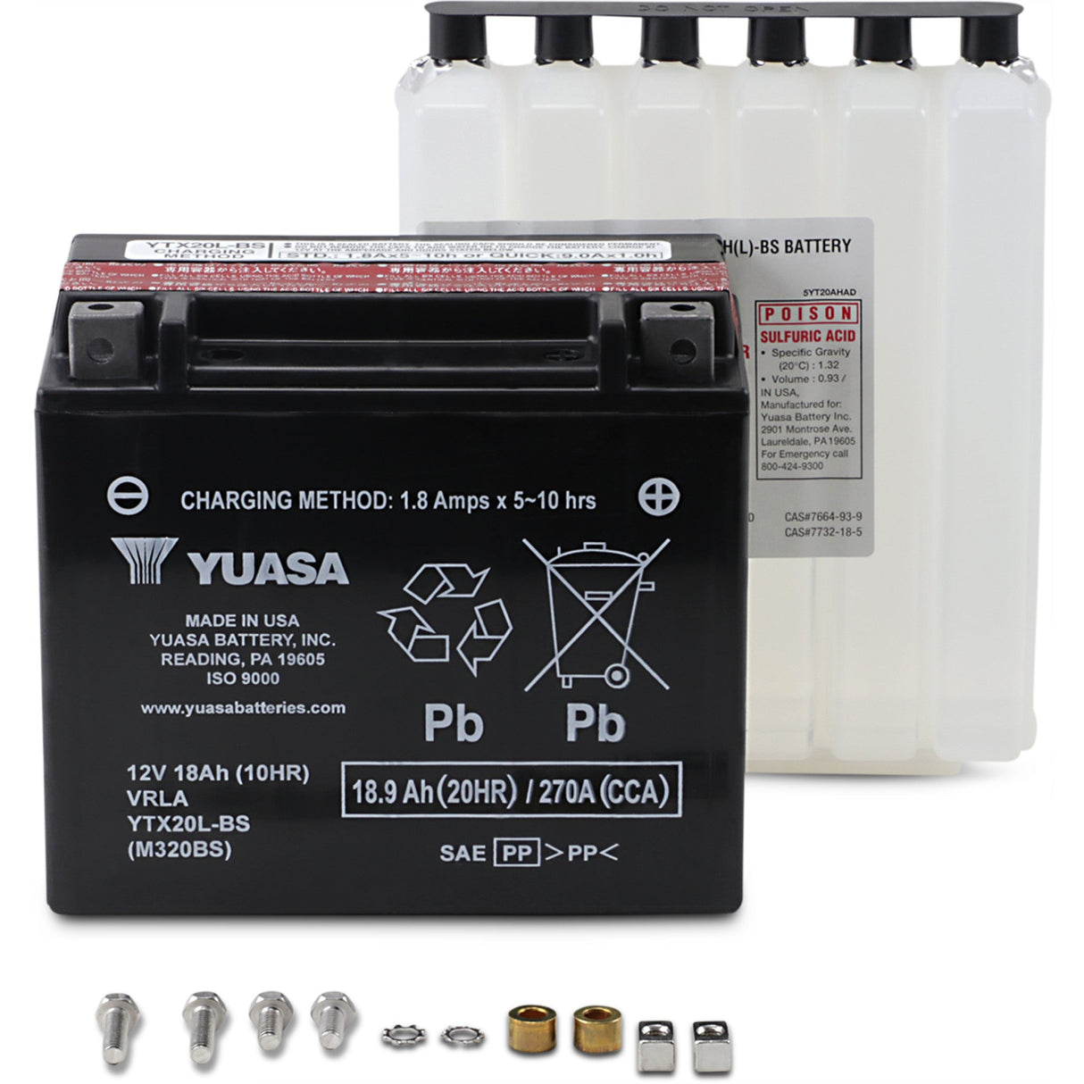 Yuasa YTX Battery - YUAM320BS For Harley Motorcycles 1991-2020 | Victory Motorcycles 1998-2015 | Honda Motorcycles 2001-2020