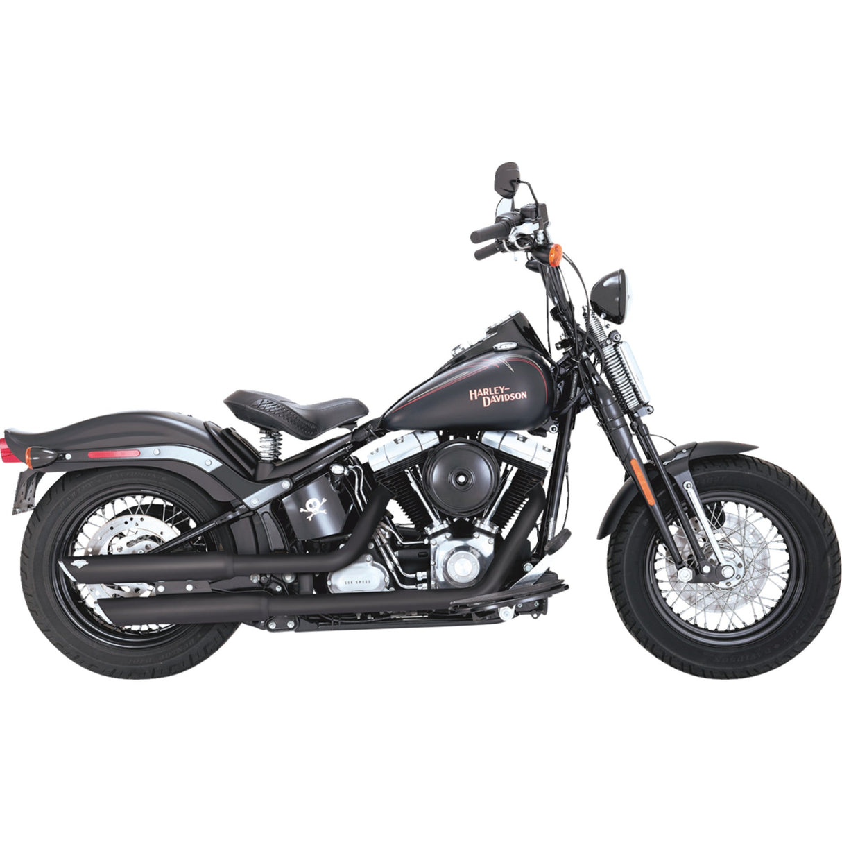 Vance & Hines 3" Twin Slash Slip-On Mufflers Black - 46341 For Harley Softail 2010-2017