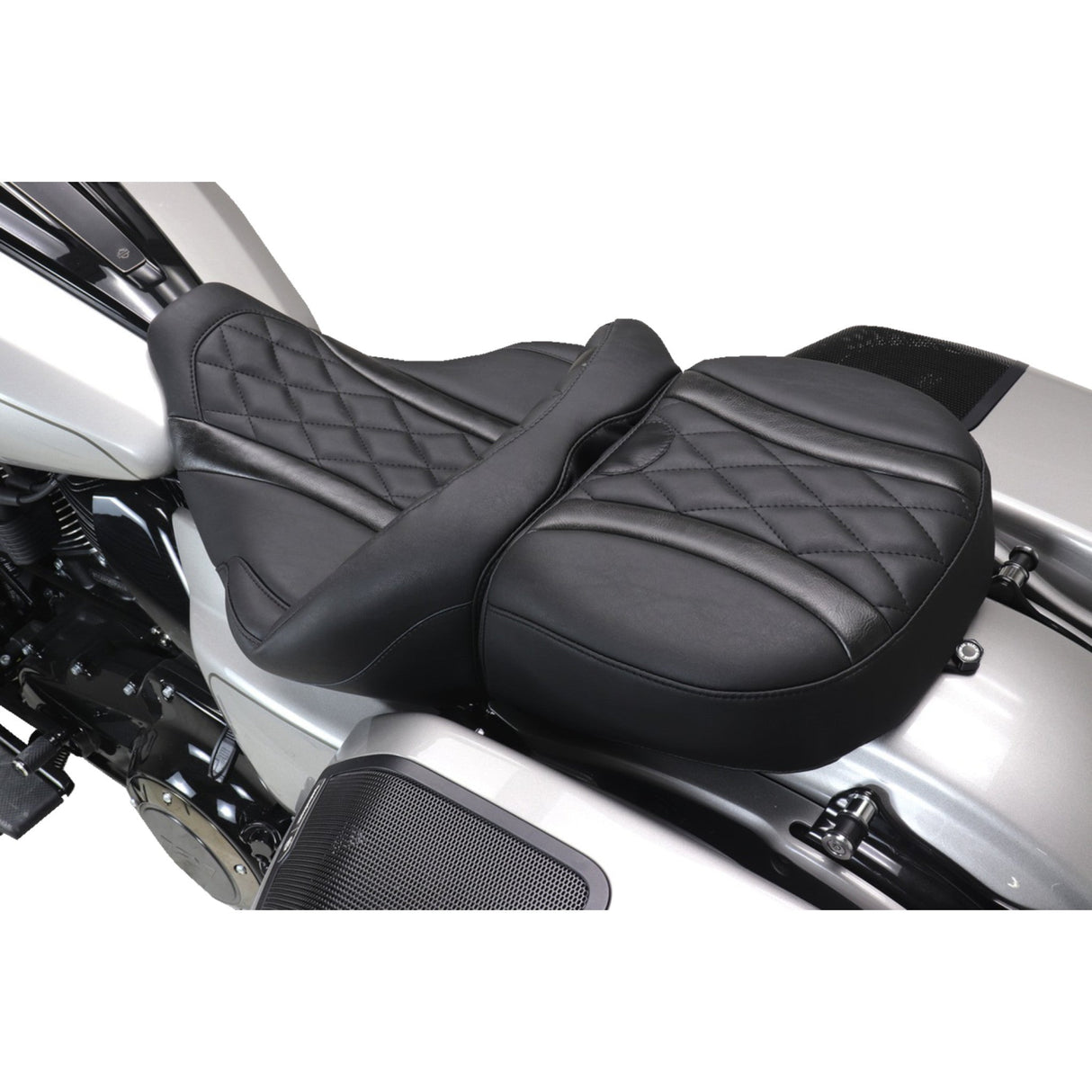 Mustang Deluxe Touring Seat Diamond Black Stitch - 89411 For Harley Touring 2023-2026