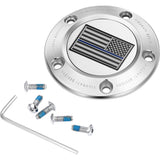 FIGURATI DESIGNS 0940-2096 FD70-TC-5H-SS Timing Cover 5 hole - blue line american flag - stainless steel