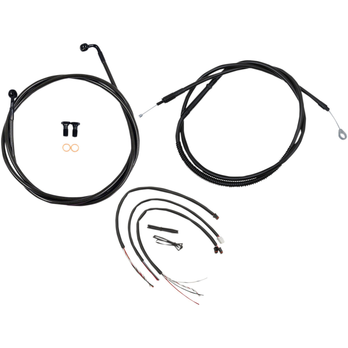 LA CHOPPERS 0662-0548 LA-8153KT2-13M Complete Midnight Braided Handlebar Cable/Brake Line Kit — Standard Handlebar Cable/Brake Line Kit - Complete - 12" - 14" Handlebars - Midnight